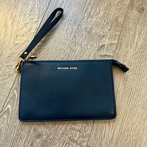 Michael Kors Leather Navy Blue Wristlet